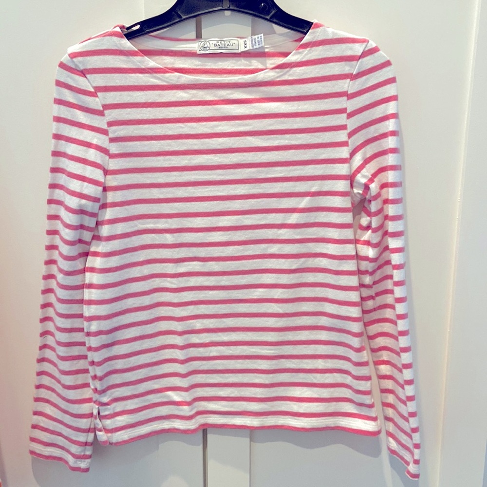 Petit Bateau Pink Striped Long Sleeve Shirt Top Mariniere Women’s Winter XXS